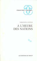 Couverture du livre « À l'heure des nations » de Emmanuel Levinas aux éditions Minuit