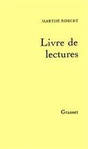 Couverture du livre « Livre de lectures » de Robert Marthe aux éditions Grasset