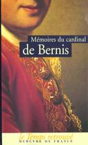 Couverture du livre « Memoires » de Bernis Cardinal De aux éditions Mercure De France