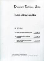 Couverture du livre « Nf dtu 25.1 enduits interieurs en platre » de Cstb aux éditions Cstb