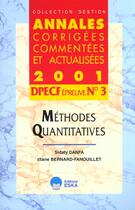 Couverture du livre « Dpecf n 3-methodes quantitatives-acca 2001- » de Bernard-Fanouillet aux éditions Eska