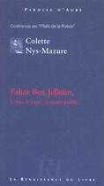 Couverture du livre « Tahar Ben Jalloun » de Colette Nys-Mazure aux éditions Renaissance Du Livre