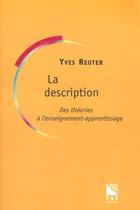 Couverture du livre « La description » de Yves Reuter aux éditions Esf