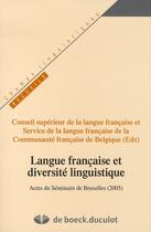 Couverture du livre « Langue française et diversité linguistique » de Comm. Fr. aux éditions Duculot