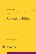 Couverture du livre « Oeuvres publiées » de Robert Hertz aux éditions Classiques Garnier