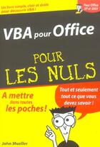 Couverture du livre « Vba pour office pour les nuls » de John Paul Mueller aux éditions First Interactive