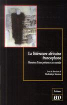 Couverture du livre « Litterature africaine francophone » de Imorou Abdoulay aux éditions Pu De Dijon