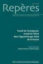 Couverture du livre « Reperes, n 36/2008. travail de l'enseignant, travail de l'eleve dans l'apprentissage initial de la » de Go Nonnon Elisabeth aux éditions Ens Lyon