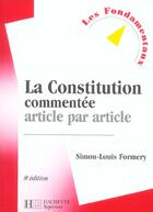 Couverture du livre « La Constitution Commentee Article Par Article » de Formery Simon-Louis aux éditions Hachette Education