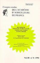 Couverture du livre « Recherche pour une agriculture tropicale viable a long terme (comptes rendus aaf vol.80 n.8 1994) » de Aaf aux éditions Lavoisier Diff