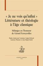 Couverture du livre « Littérature et théologie à l'âge classique. 