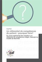 Couverture du livre « Un referentiel de competences de patient : pourquoi faire? » de Flora-L aux éditions Presses Academiques Francophones