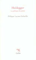 Couverture du livre « Heidegger » de Lacoue-Labarthe P. aux éditions Galilee