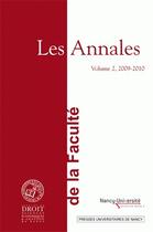 Couverture du livre « Les annales de la faculté de droit, sciences économiques et gestion de Nancy Tome 2 » de Olivier Cachard aux éditions Pu De Nancy