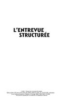 Couverture du livre « L'entrevue struturée ; fondements et pratiques » de Petterson et Duriv aux éditions Pu De Quebec