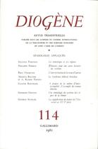 Couverture du livre « Diogene 114 » de Collectifs Gallimard aux éditions Gallimard