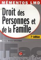Couverture du livre « Memento droit des personnes et de la famille 7 ed » de Renault-Brahinsky Co aux éditions Gualino