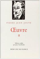 Couverture du livre « Oeuvre - vol02 » de Pierre-Jean Jouve aux éditions Mercure De France