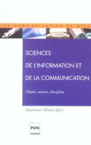 Couverture du livre « Sciences de l'information et de la communication » de  aux éditions Pu De Grenoble