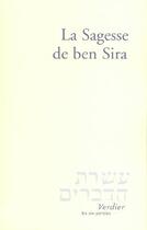 Couverture du livre « La sagesse de ben sira » de Anonyme aux éditions Verdier