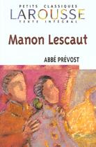 Couverture du livre « Manon Lescaut » de Antoine François Prévost aux éditions Larousse