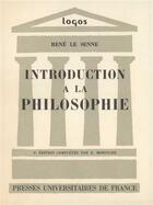 Couverture du livre « Introduction a la philosophie » de Rene Le Senne aux éditions Puf