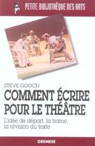 Couverture du livre « Comment ecrire pour le theatre ? - l'idee de depart, la trame, la revision du texte » de Steve Gooch aux éditions Gremese