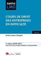 Couverture du livre « Cours de droit des entreprises en difficulté (édition 2020/2021) » de Giulio Cesare Giorgini aux éditions Gualino