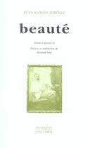 Couverture du livre « Beaut2 » de Juan Ramon Jimenez aux éditions Corti