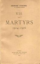 Couverture du livre « Vie des martyrs » de Georges Duhamel aux éditions Mercure De France