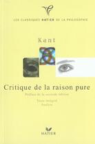 Couverture du livre « Critique de la raison pure » de Emmanuel Kant aux éditions Hatier