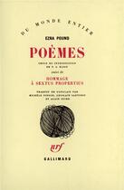 Couverture du livre « Poèmes ; hommage à sextus propertius » de Ezra Pound aux éditions Gallimard