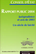 Couverture du livre « Rapport public ; jurisprudence et avis de 2003 (édition 2004) » de Conseil D'Etat aux éditions Documentation Francaise