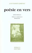 Couverture du livre « Poesies en vers » de Juan Ramon Jimenez aux éditions Corti