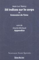 Couverture du livre « 58 indices sur le corps » de Jean-Luc Nancy aux éditions Nota Bene