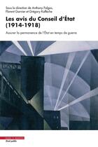 Couverture du livre « Les avis du Conseil d'État (1914-1918) : Assurer la permanence de l'État en temps de guerre » de Florent Garnier et Gregory Kalfleche et Anthony Falgas et Collectif aux éditions Mare & Martin