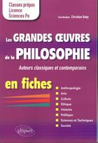 Couverture du livre « Les grandes oeuvres de la philosophie en fiches. auteurs classiques et contemporains » de Christian Ruby aux éditions Ellipses