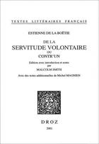 Couverture du livre « De la servitude volontaire ou contr'un » de Etienne De La Boetie aux éditions Droz