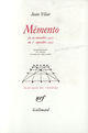 Couverture du livre « Memento - du 29 novembre 1952 au 1 septembre 1955 » de Jean Vilar aux éditions Gallimard (patrimoine Numerise)