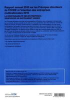 Couverture du livre « Rapport annuel 2010 sur les principes directeurs de l'ocde a l'intention des ent - la responsabilite » de  aux éditions Ocde