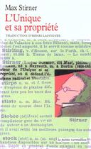 Couverture du livre « L'unique et sa propriete » de Max Stirner aux éditions Table Ronde