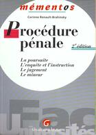 Couverture du livre « Memento procedure penale » de Renault-Brahinsky Co aux éditions Gualino