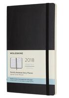 Couverture du livre « Agenda 2018 mensuel grand format souple noir » de Moleskine aux éditions Moleskine Papet