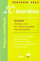 Couverture du livre « 20 Dissertations ; La Paix » de Bardet et Caron aux éditions Breal