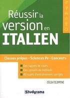 Couverture du livre « Réussir la version en italien » de Bernard-Albert Chevalier aux éditions Studyrama