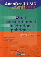 Couverture du livre « Droit constitutionnel institutions politique » de Breillat/Champagne/T aux éditions Gualino