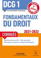 Couverture du livre « DCG 1 : fondamentaux du droit ; corrigés (3e édition) » de Jean-Francois Bocquillon et Martine Mariage aux éditions Dunod