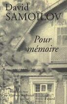 Couverture du livre « Pour memoire » de Samoilov-D aux éditions Fayard