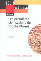 Couverture du livre « Les premieres civilisations du proche-orient » de Joannes aux éditions Belin Education