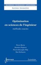 Couverture du livre « Optimisation en sciences de l'ingénieur : Méthodes exactes » de Filip/Popescu/Borne aux éditions Hermes Science